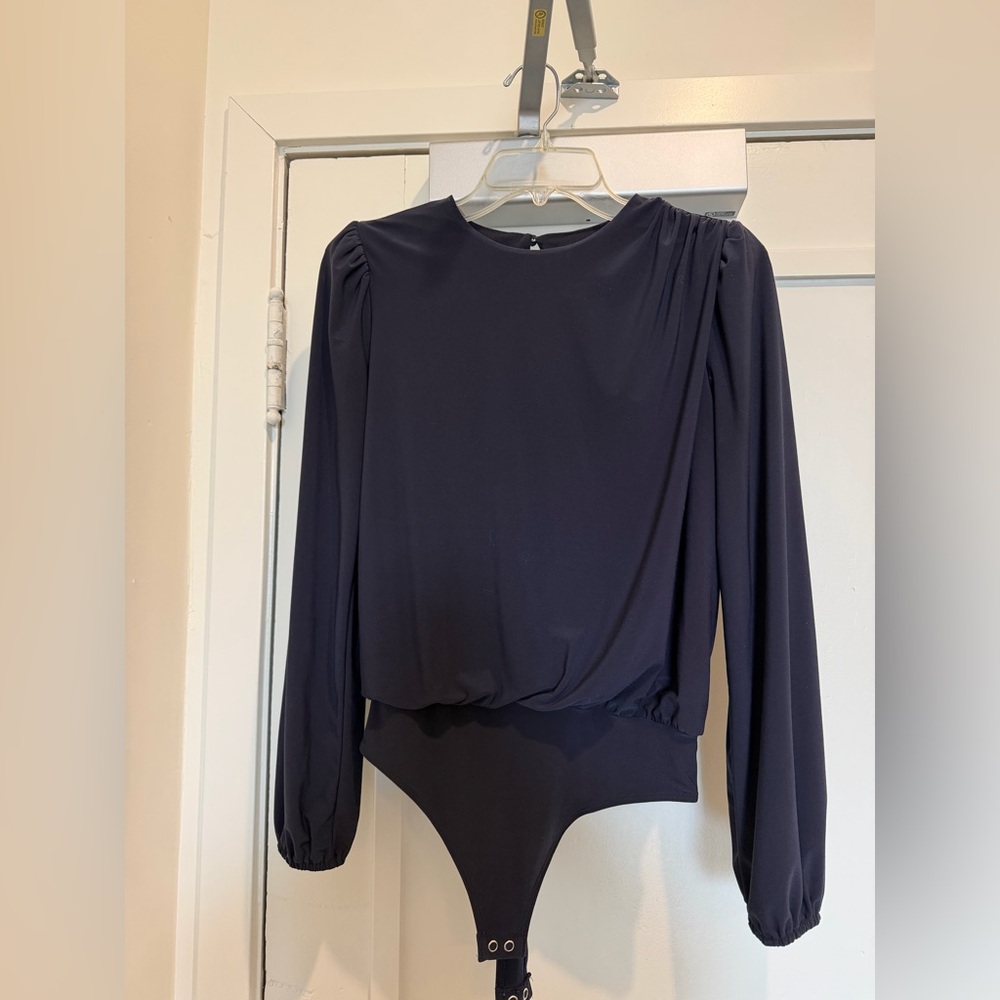 Express Navy Blue Long Sleeve Bodysuit